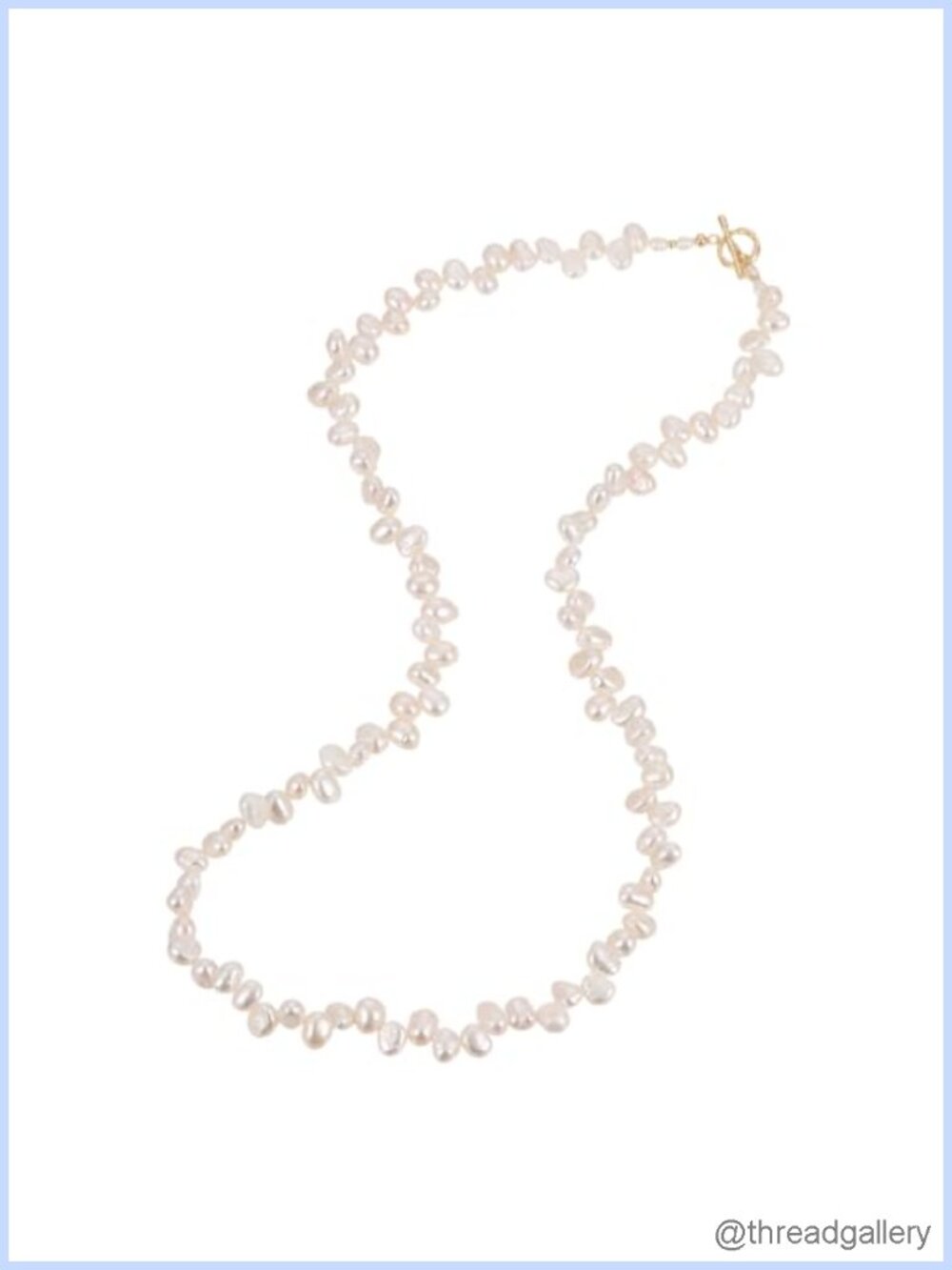 Handmade Baroque Pearl Necklace 24 Inch Boho Freshwater Strand Gold Plated